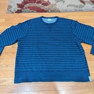 Todd Snyder Men's Indigo Blue Striped Crewneck Sweatshirt